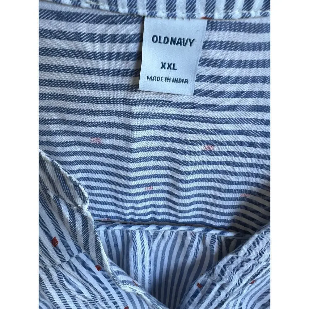 OLD NAVY chambray stripe red fleck boho button front tunic  EUC plus sz XXL